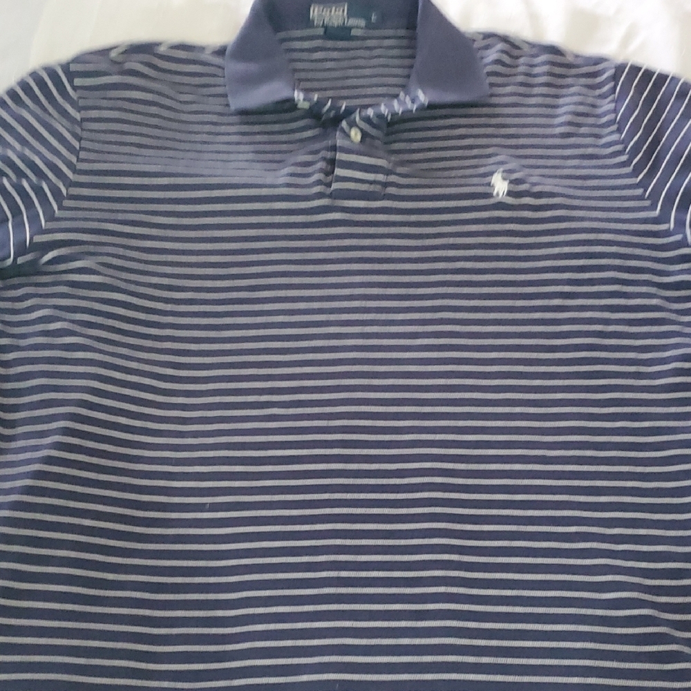 Polo Ralph Lauren Blue and White Striped Polo Shirt - Picture 2 of 5